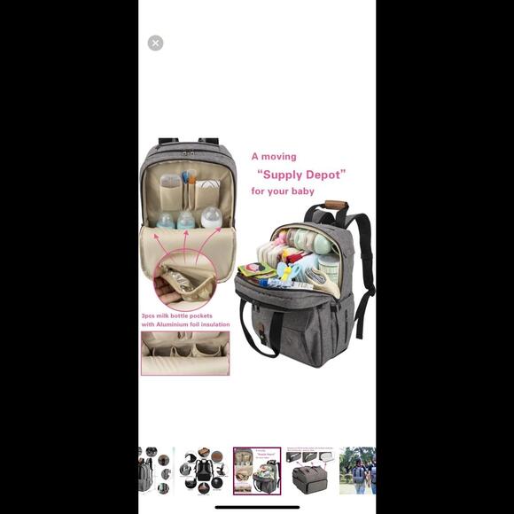 TEBEL Stylish Gray Diaperbag with Versatile Compartments - Picture 7 of 7